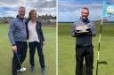 Keith Watkins, alongside Baroness Isabelle de Waldner, lifted the Esmond Trophy at North Berwick West Links
