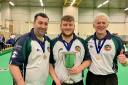 Derek Oliver, Lewis Betts and Mark Johnstone were celebrating success at the Scottish Indoor Bowling Championships