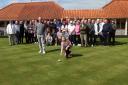 Lexie Blance, 10, threw the first jack at Longniddry Bowling Club on Saturday with grandad Gary Findlay and club members watching on