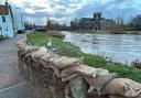The sandbags deployed outside the Waterside Bistro