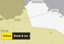 A yellow weather warning for snow and ice will impact much of the county tomorrow and Friday