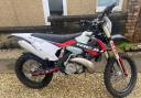 The red, black and white Rieju MR250 motorcycle, registration mark HG71 CUV, was stolen from Dalrymple Crescent in Musselburgh