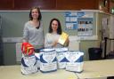 Elaine Morrison, manager at East Lothian Foodbank (left) and Lav Sinclair-lundy, referrals coordinator at East Lothian Foodbank, pictured with donations from the Courier's foodbank appeal