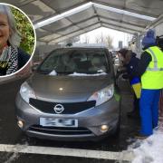 Drive-thru tests centres like at Queen Margaret University in Musselburgh were a feature of the Covid-19 pandemic. Inset: Barbara Gardner-Rowell (picture: Kathryn Follon)