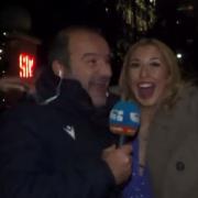 Natasha Lodge crashing Italian TV - Tancredi Palmeri Twitter via Sportitalia