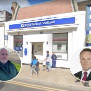 Councillors Colin McGinn (left) and Kenny McLeod have hit out at the planned closure of Tranent's Royal Bank of Scotland. Main image: Google Maps