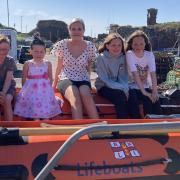Dunbar has a new Lifeboat Queen, Emily Hodd. From left: Lochlan Forrester, herald, flower girl Zara Anderson, Lifeboat Queen Emily Hodd, and attendants Mirren Ross and Erin Forrester
