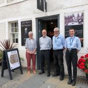 Trustees Liz McLean and Duncan Smeed and East Lothian Council Museums staff David Anderson and Eleanor Affleck outside John Muir’s Birthplace on the 20th anniversary of the museum opening