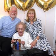 Anna Boyle celebrates her 100th birthday with her son Roger and daughter-in-law Avril