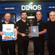 Staff at Dino's in Haddington have been celebrating pizza success at a national awards ceremony. From left: Gavin Sinclair, Tino Pacitti, Sam Subasic and Tony Carrigan