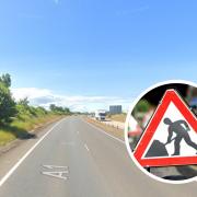 The northbound carriageway of the A1 will be closed at Thistly Cross Roundabout from 8pm until 5.30am. Image: Google Maps