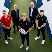 Joss Arnold (front, centre) is heading to South Africa on a rugby scholarship. Image: SNS Group/SRU