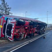 The road was temporarily closed to allow the lorry to be recovered. Image: BEAR SE Trunk Roads