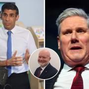 Colin Beattie MSP (inset) has questioned the difference between the Conservatives, led by Rishi Sunak (Image: Liam McBurney/PA Wire) and Labour led by Sir Keir Starmer (image: Ben Birchall/.PA Wire)