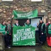 Protestors gathered outside East Lothian MSP and Housing Minister Paul McLennan's Haddington office calling for an extension to the rent cap and eviction ban set to end on March 31