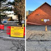 A source told the Courier that some commuters ignored signs and parked at the car park. Left: Tape has been placed over spaces at North Berwick Fire Station