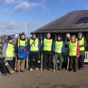 North Berwick beach clean.  Pictured left to right are: Fiona Wells, Lewis Foster, Bruce Wilson, Adrian McDowell, Ian Donald, James Main, Margaret Ann Crawford and Lyle Crawford