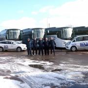 Pictured from left are Alan Weaver, David Cherrie, Ross Mcaulay, Alex Noon and Jeffrey Ferguson of AC’s Taxis & Minibuses