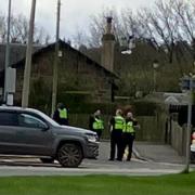 Police at Drem train station following an incident today