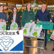 Pictured at East Lothian Foodbank are, from left: Ashleigh Dickson, EDF Energy; Danielle Moffat, Belmont Group; Elaine Morrison, East Lothian Foodbank manager; Phil O’Brien, Forth Blinds; and Sharon Thomson, Forth Blinds