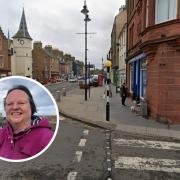 Jacquie Bell (inset) raised concerns about the lack of drop kerbs and the paving at crossings, including Dunbar's High Street and West Port. Main image: Google Maps