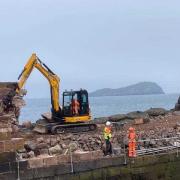 The rebuilding of North Berwick's harbour wall has commenced. Image: North Berwick Harbour Trust Facebook page