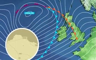 Storm Jocelyn is expected to hit the UK tomorrow