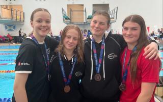 Kate Nolan, Lucy Hall, Anna Lawson and Zara Krawiec brought home a relay bronze medal from the Scottish National Age Groups