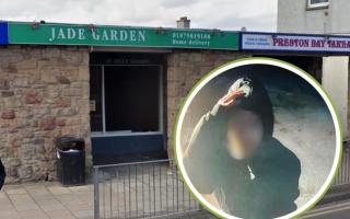 Jade Garden in Prestonpans was allegedly broken into. The business shared an image of the alleged perpetrator (Inset. Blurred for legal reasons) on social media (Image: Google Maps)