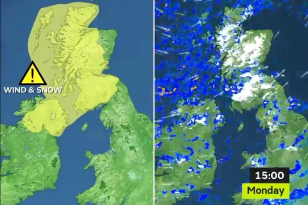 The met office issued a weather warning of wind and snow