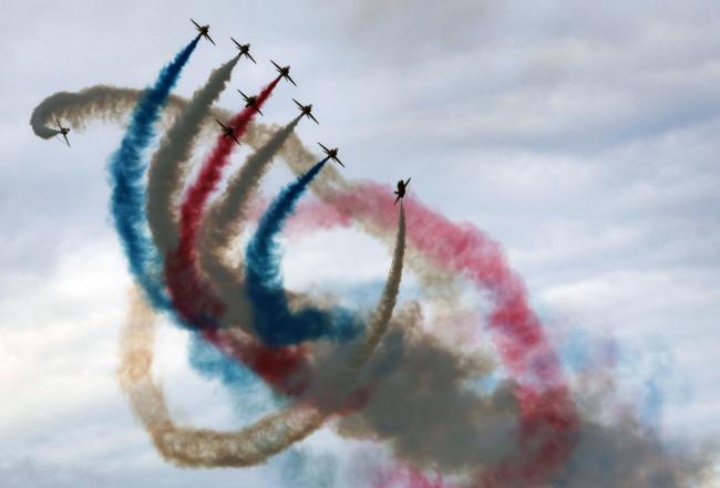 The Red Arrows performing at the 2018 airshow. Image: David Cheskin/PA Wire