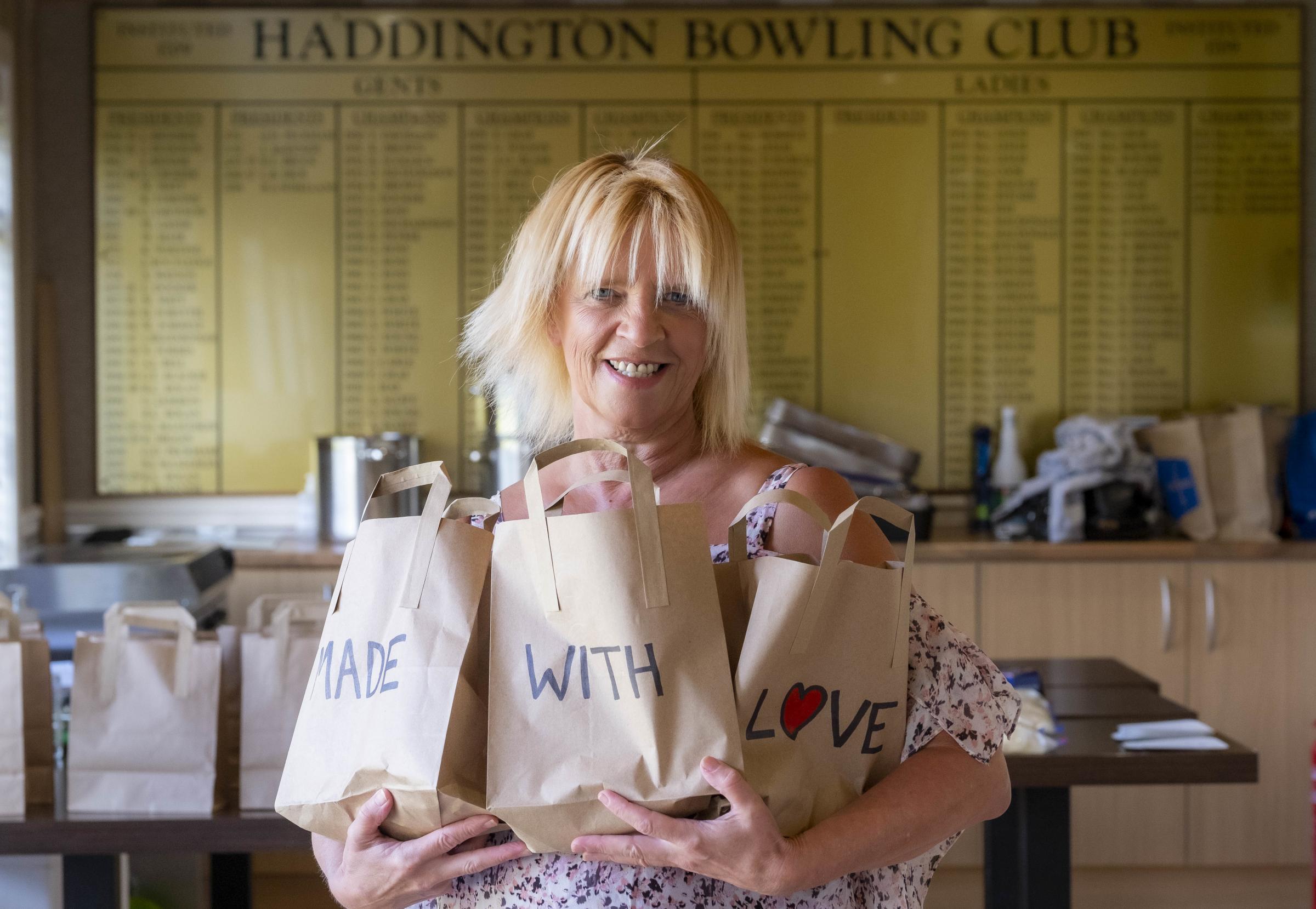 Our Community Kitchen ..founder Elaine Gale.. has celebrated the partnership with Haddington Bowling Club. Picture: Peter Devlin.