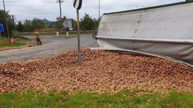 Cull spilled the potatoes on the A1 near Dunbar. Picture: Traffic Scotland