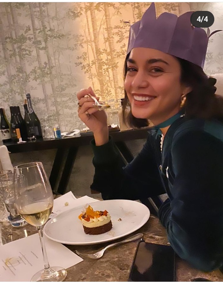 Vanessa Hudgens has been sharing images of her enjoying her time in Edinburgh inside her luxury hotel room, she is here filming a movie. Image Instagram