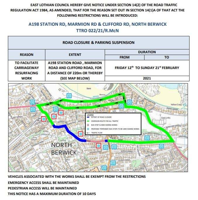 Pictured is the details of the road works, closures and diversions affecting Clifford Road and the surrounding streets