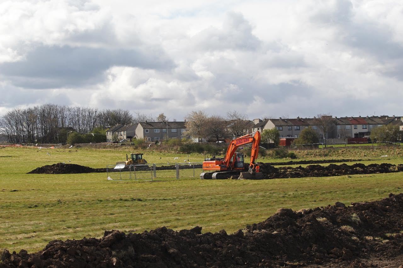 Preparatory groundworks for the new Wallyford Secondary Learning Campus are underway. The site is to the right hand side heading up Futures Way towards the new Wallyford Primary School from the Strawberry Corner roundabout. Photo:Angus Bathgate
