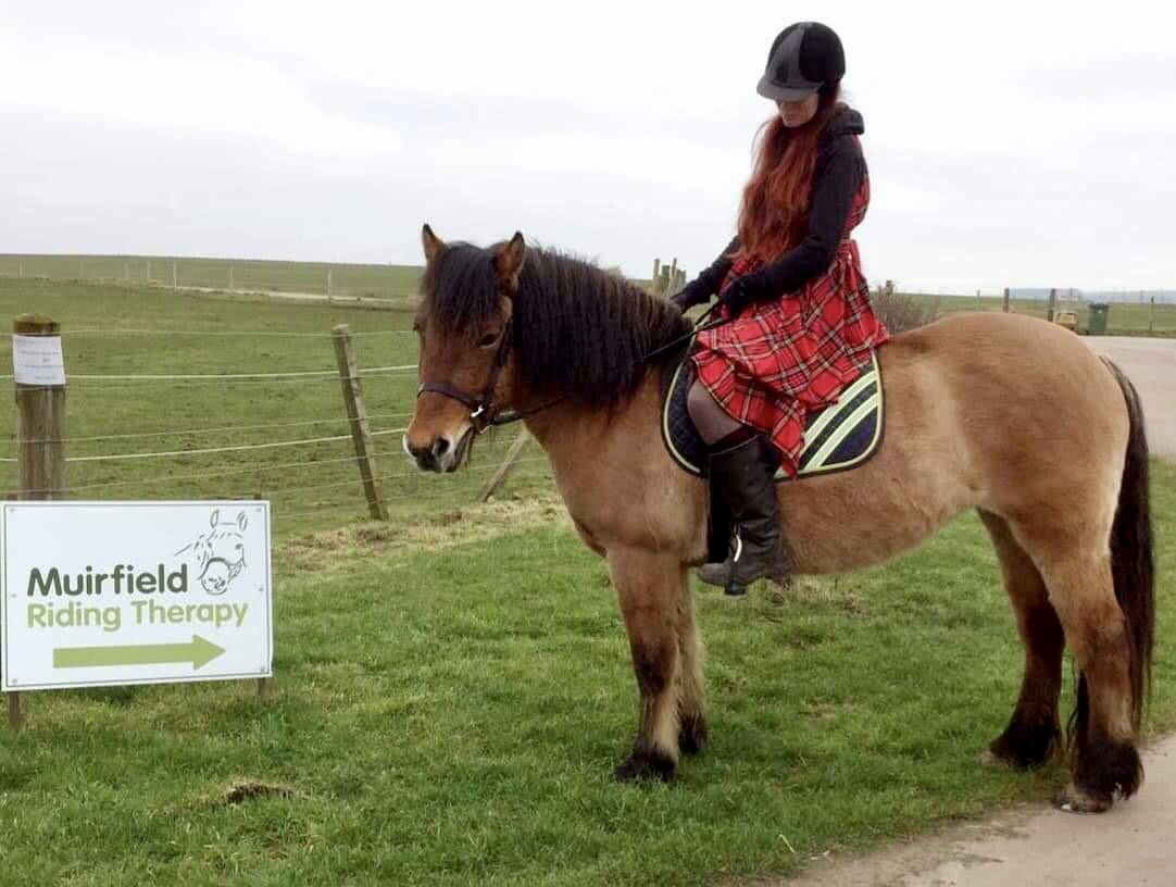 Gemma Berry, from North Berwick, a pony carer at MRT, on Highland pony Kara. She is clocking up virtual miles en route to Amsterdam. 
