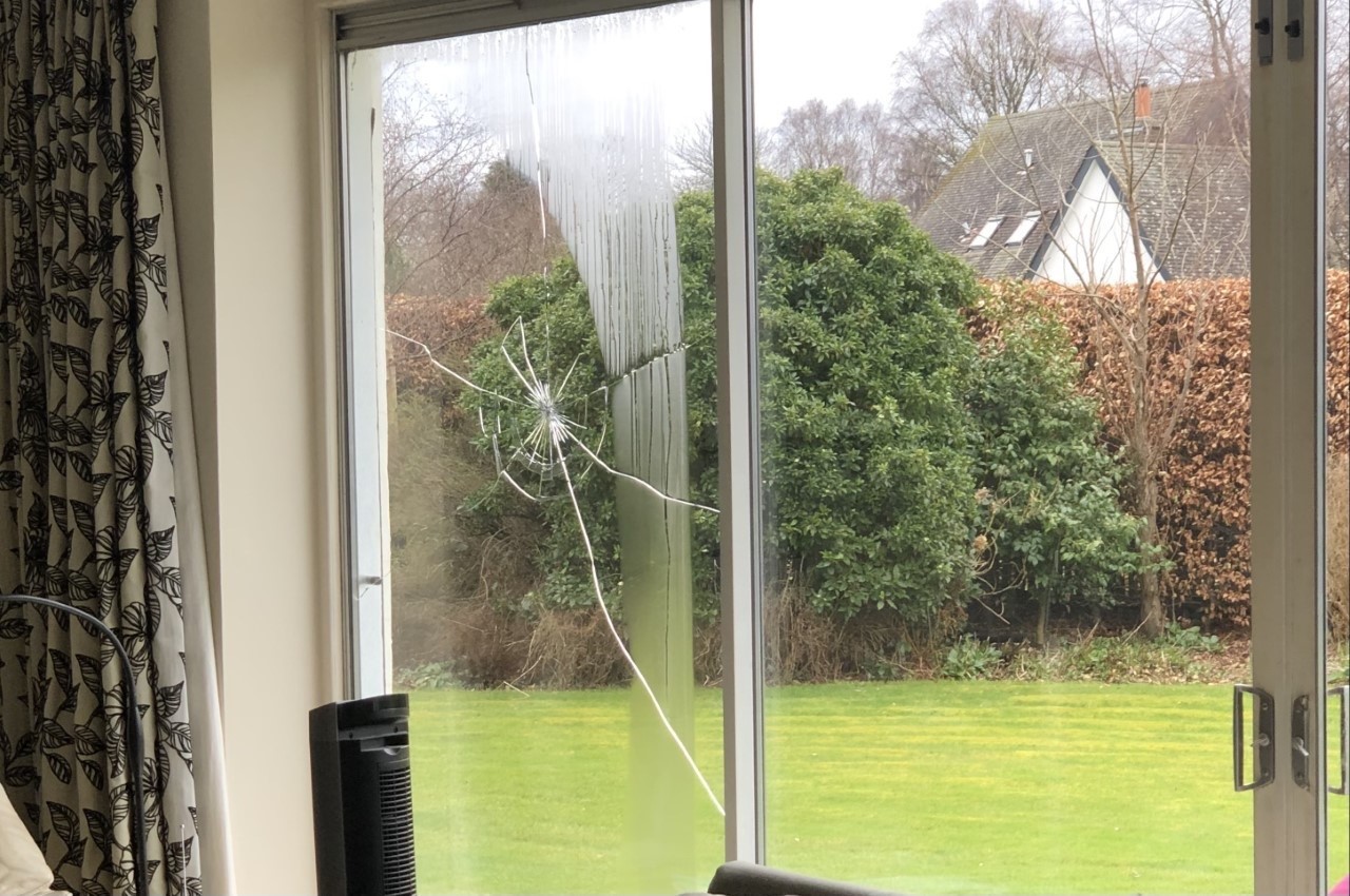 Irene and Hugh Reids window was broken by a rouge golf ball in March 