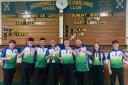 East Lothian Indoor Bowling Club was celebrating an historic title. Pictured, from left: Aaron Betts, Logan Shields, Robbie Shields, Glenn Blair, Dean Riva, Mark Yuill, Beth Riva and Logan Kennedy