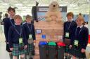 Belhaven Hill School’s ‘Project Polar Bear’ team at the PA Raspberry Pi Competition with their winning automatic bin opener that sorts different rubbish using AI. From left is the team from the county school: Tom, Laurie, Harry, Charlie