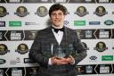 GLASGOW, SCOTLAND - MAY 24: Rory Darge holds his three awards during a Glasgow Warriors Award Dinner at the Hilton, on May 24, 2022, in Glasgow, Scotland. (Photo by Craig Williamson / SNS Group)