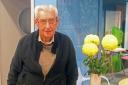 Alex Swanston, 101, with his winning chrysanthemums