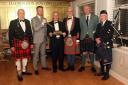 Heddingtoun Burns Supper. Pictured from right to left: Martyn Wood, Kenny MacAskill, piper David Leckie, chairman George Mackintosh, secretary treasurer, Alan Sheerin, honorary president Dr Ralph Musgrave