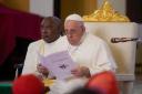 Pope Francis delivers a speech in Juba, South Sudan
