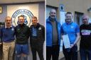 Liam Reid, centre of both pictures, has clocked up 100 appearances for Musselburgh Athletic. Images: Musselburgh Athletic