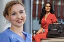 Dr Catherine Fernando (left) has launched a new range of luxury medical bags (modelled right)