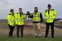 A drone service will be in operation ahead of work getting under way on the new substation at Cockenzie. From left: Fiona Milligan – Inch Cape – Marketing Coordinator Consultant, Cormac Breslin – Inch Cape – Project Controls
