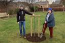 Mike Foy, from East Lothian Council, and Jacquie Bell, of Dunbar Community Council, with the newly-planted tree