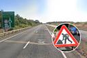 Roadworks begin on the A1 near Dunbar on Monday evening. Main image: Google Maps