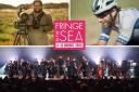 Clockwise from top left: Hamza Yassin, Mark Beaumont and the International Film Orchestra are coming to Fringe by the Sea